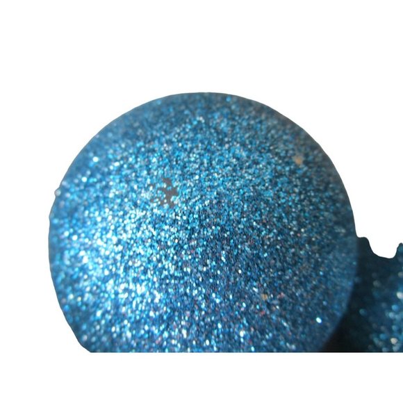 Shatterproof Sky Blue Glitter Ornaments Smooth Ribbed Eight GUC - Picture 11 of 11